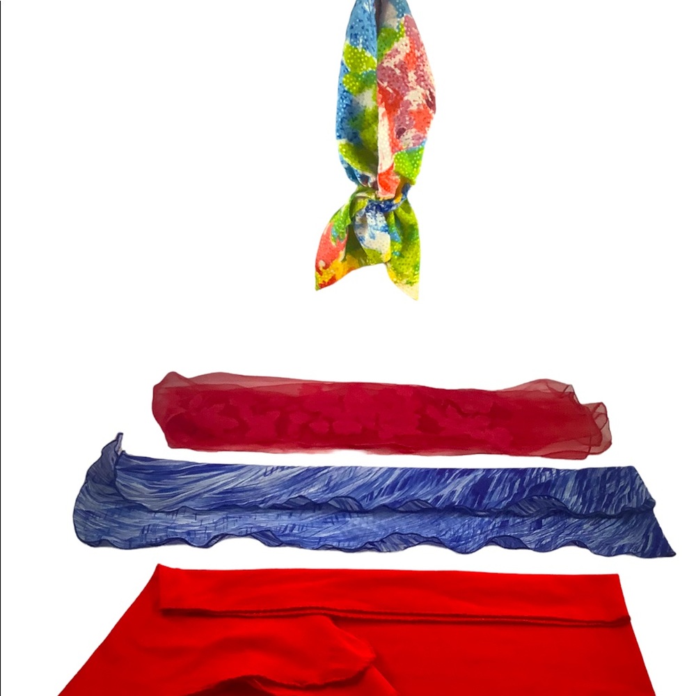 Vintage Womens Neckerchiefs Set of 4- Mademoiselle - Reds & Blues